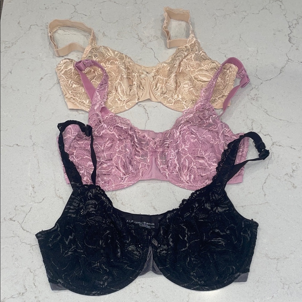 Bali Lace Underwire Bra Trio - Black, Pink, Cream - BALI 6543